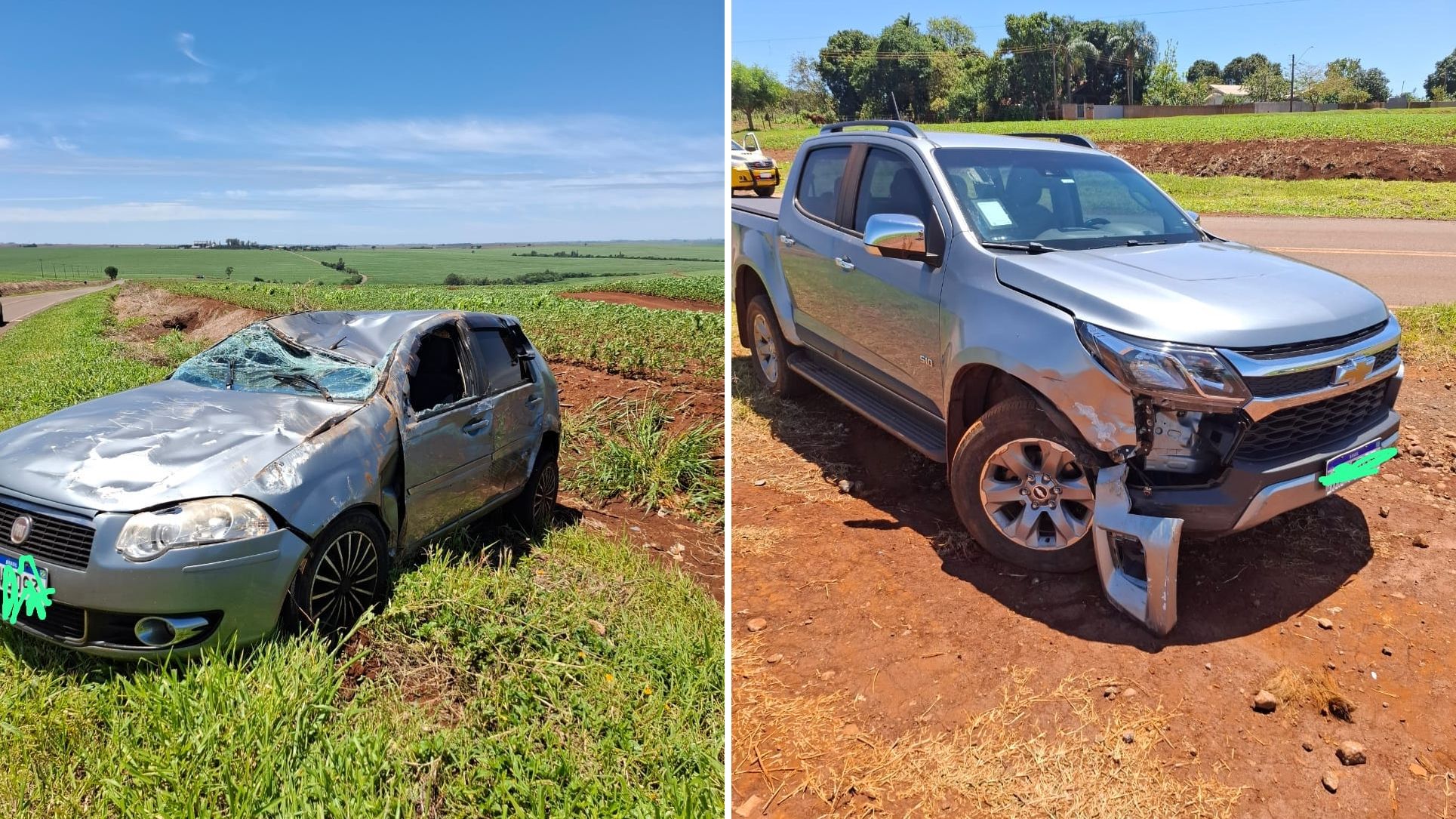 Colisão lateral é registrada na PR-472 entre Rancho Alegre e Primavera do Oeste