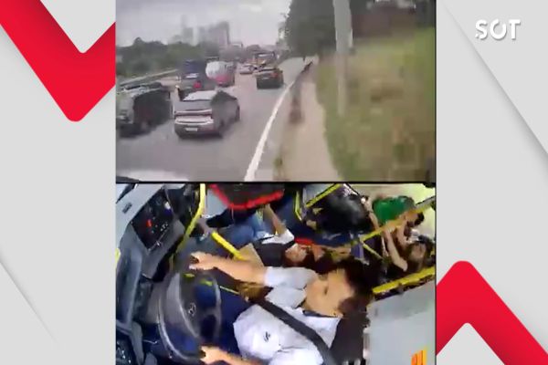 Imagem referente a notícia: Ônibus desgovernado invade condomínio e provoca caos com 12 feridos na Raposo Tavares