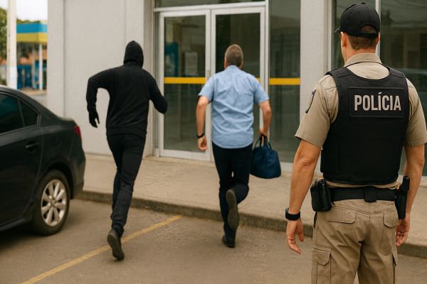 Imagem referente a notícia: Assalto à mão armada: Ladrão aguardou quase uma hora antes de agir e fugiu com malote vazio em Toledo