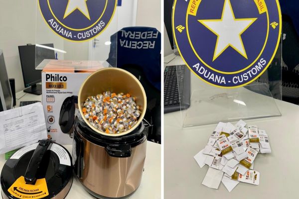 Receita Federal apreende frascos de tirzepatida escondidos em panela elétrica no oeste do Paraná