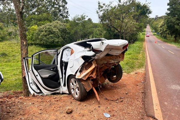 Jovem fica em estado grave após violenta colisão traseira na PR-590, entre Ramilândia e Agrocafeeira