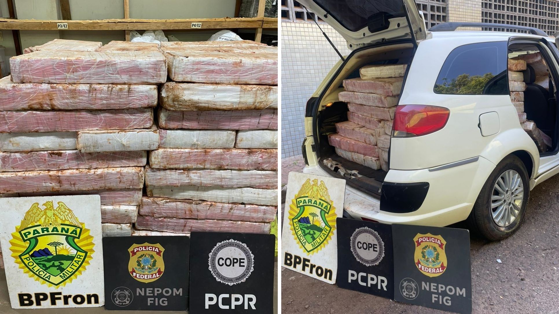 BPFRON, PF e PC desarticulam carga de mais de uma tonelada de maconha em Santa Helena