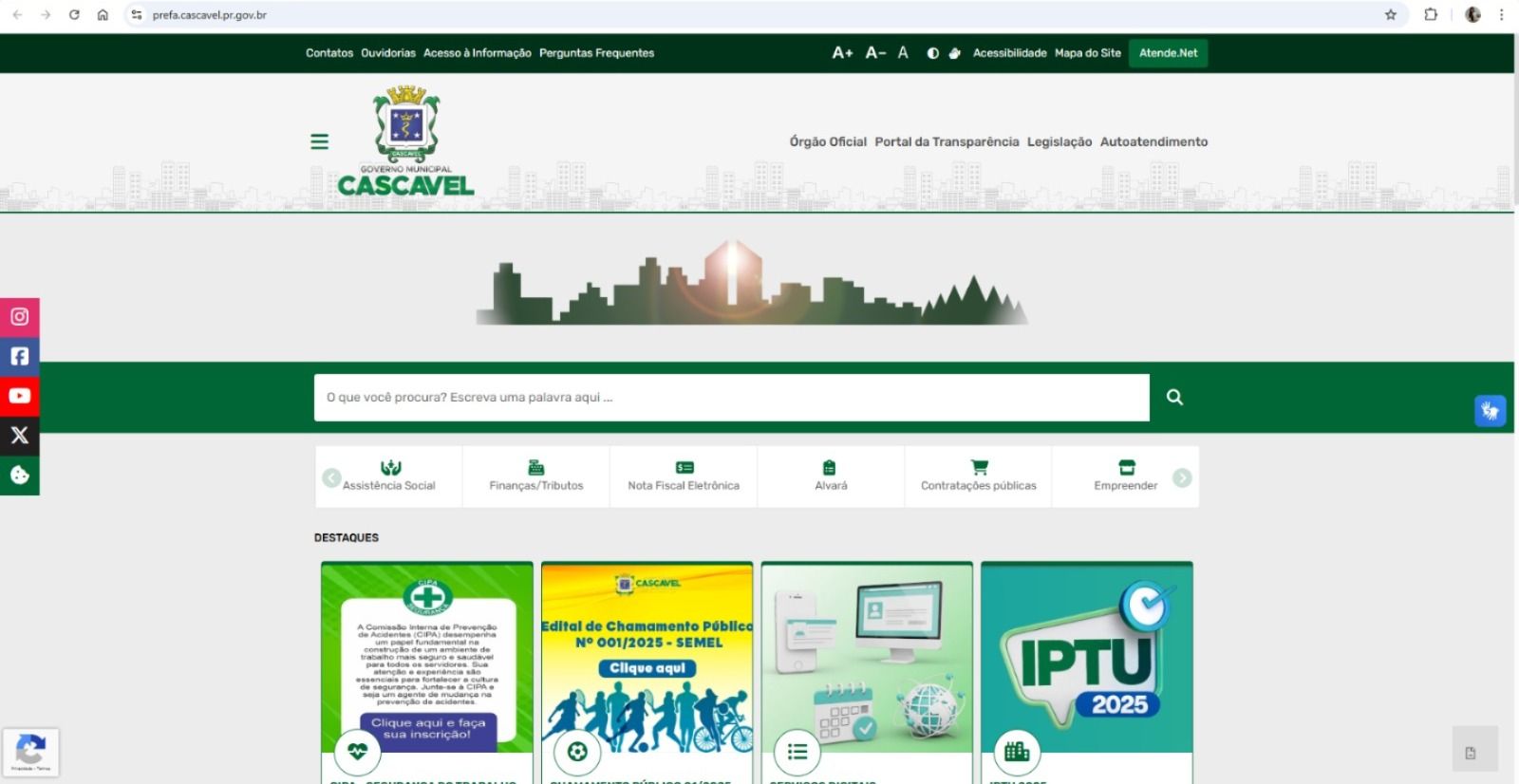Nova mudança no portal da Prefeitura de Cascavel gera irritação e complica acesso dos moradores