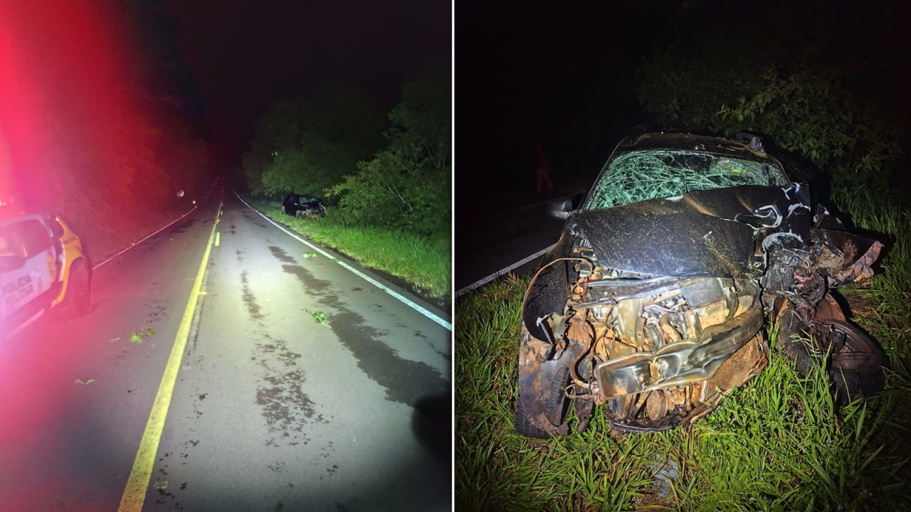 Duster sai da pista e colide em arvore na PR-364 em Altamira do Paraná