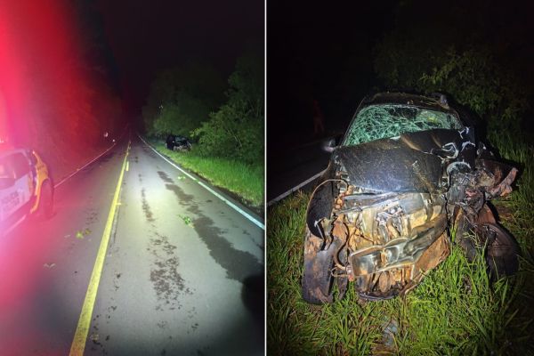 Duster sai da pista e colide em arvore na PR-364 em Altamira do Paraná