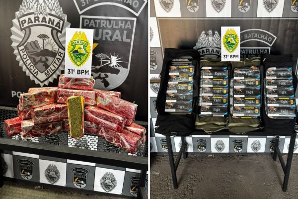 PM apreende drogas e cigarros contrabandeados em ônibus na região de Corbélia