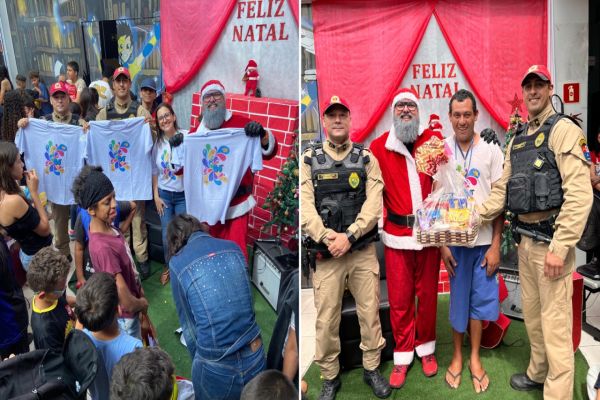 Polícia Rodoviária Estadual participa de ação solidária com Papai Noel no bairro Interlagos