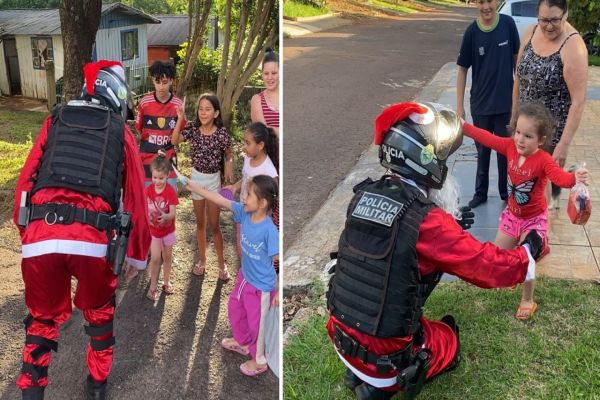Imagem referente a notícia: Polícia Militar promove ação social e leva alegria a crianças na região Sul/Oeste de Cascavel