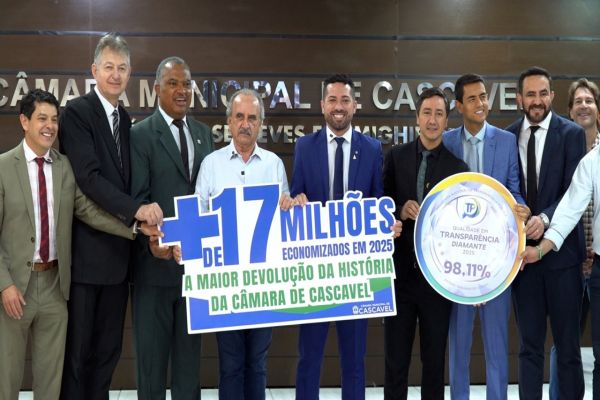 Prefeitura de Cascavel recebe devolução histórica de mais de R$ 17 milhões da Câmara de Vereadores