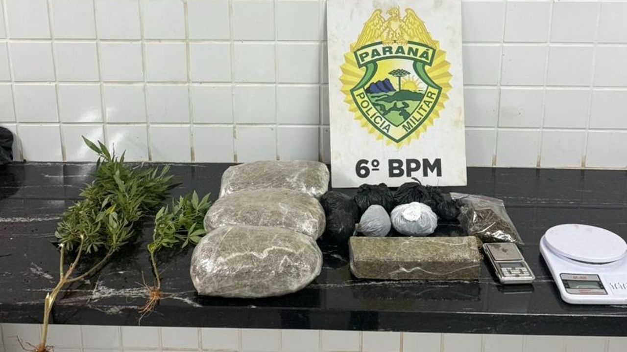Pelotão de Choque da PM apreendem 2,4 kg de maconha em residência no Bairro 14 de Novembro