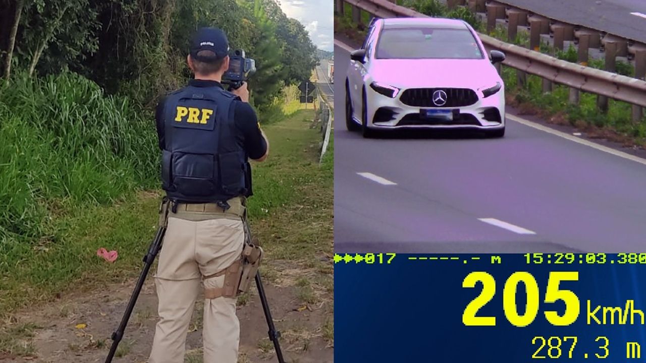 PRF flagra veículo a 205 km/h na BR-376; em duas horas de operação, mais de 130 condutores foram flagrados acima do limite de velocidade