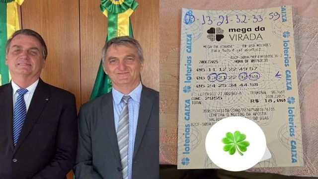 Imagem referente a notícia: Bolsonaro acerta quadra da Mega da Virada em bolão familiar no dia da alta hospitalar