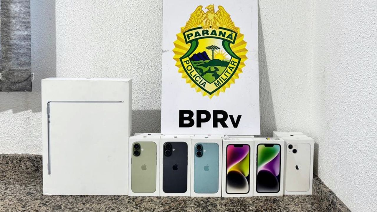 Celulares e notebook sem nota fiscal são apreendidos na BR-277 em Santa Tereza do Oeste