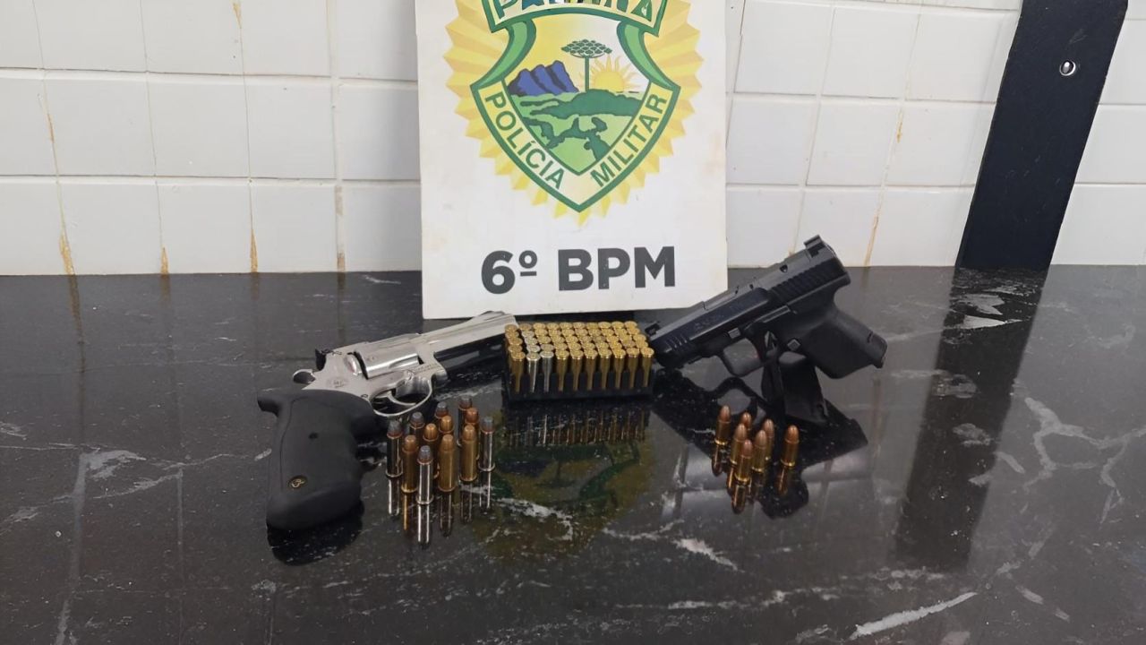 Patrulhamento no bairro Guarujá termina com apreensão de armas de fogo em Cascavel