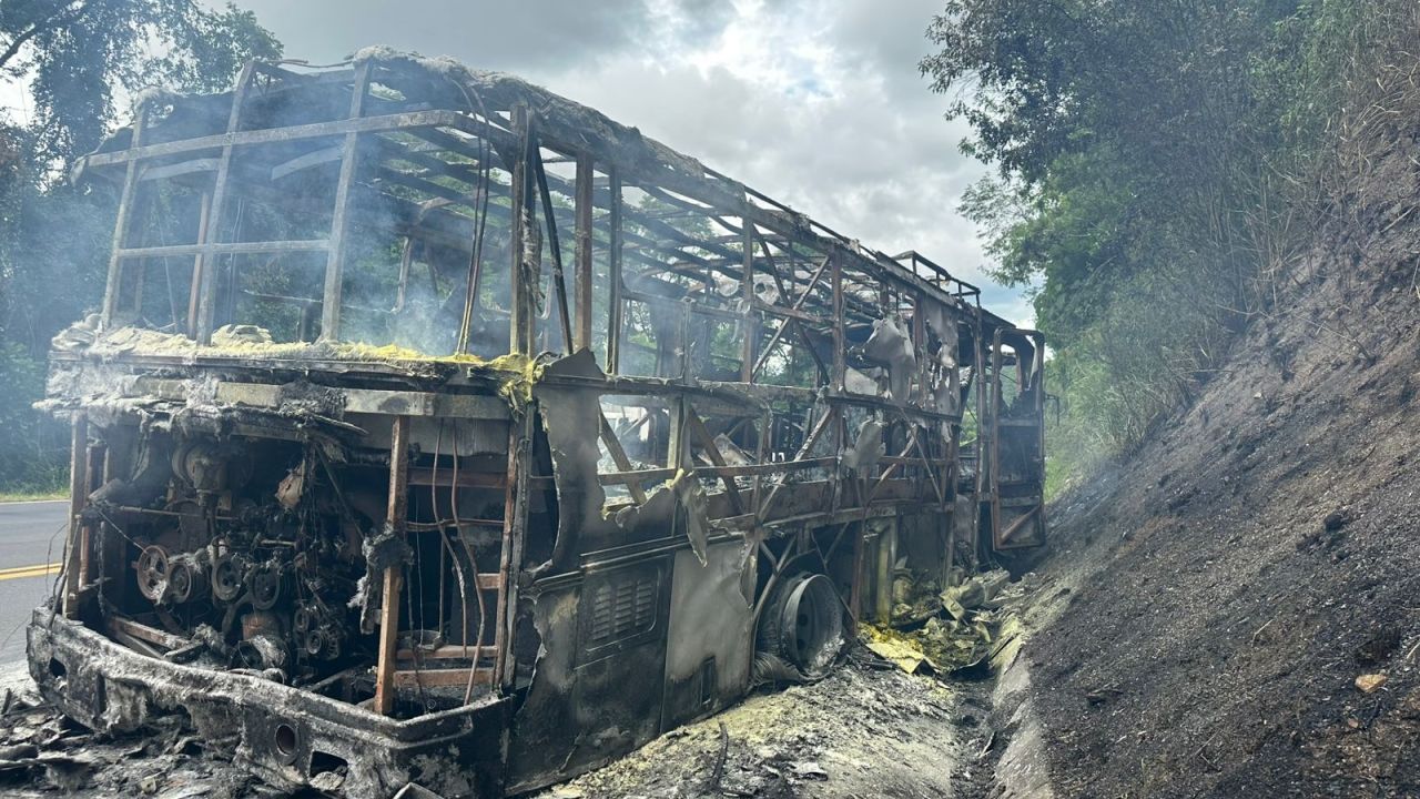 Motor-home pega fogo após estouro de pneu na BR-376 e mobiliza equipes de emergência em Ortigueira