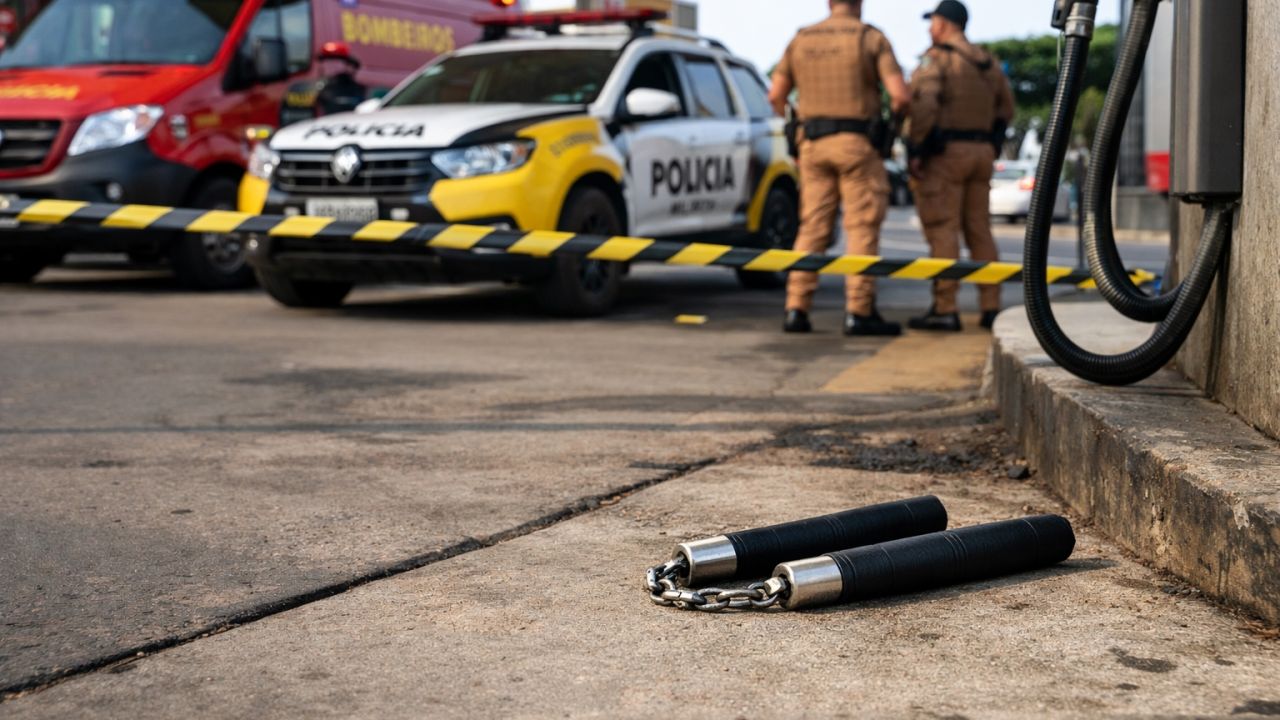 Ataque com nunchaku em posto de combustíveis mobiliza PM e Bombeiros em Cascavel