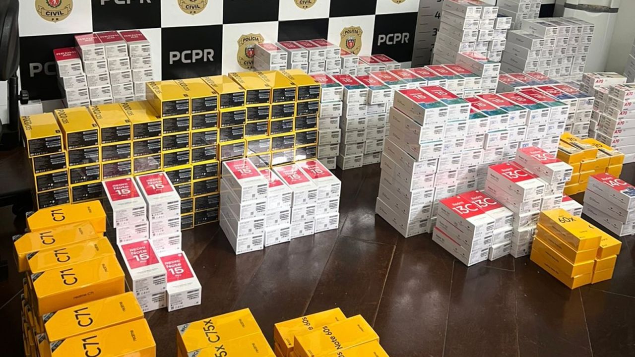 PCPR apreende 1,6 mil celulares sem procedência avaliados em R$ 3 milhões em Curitiba
