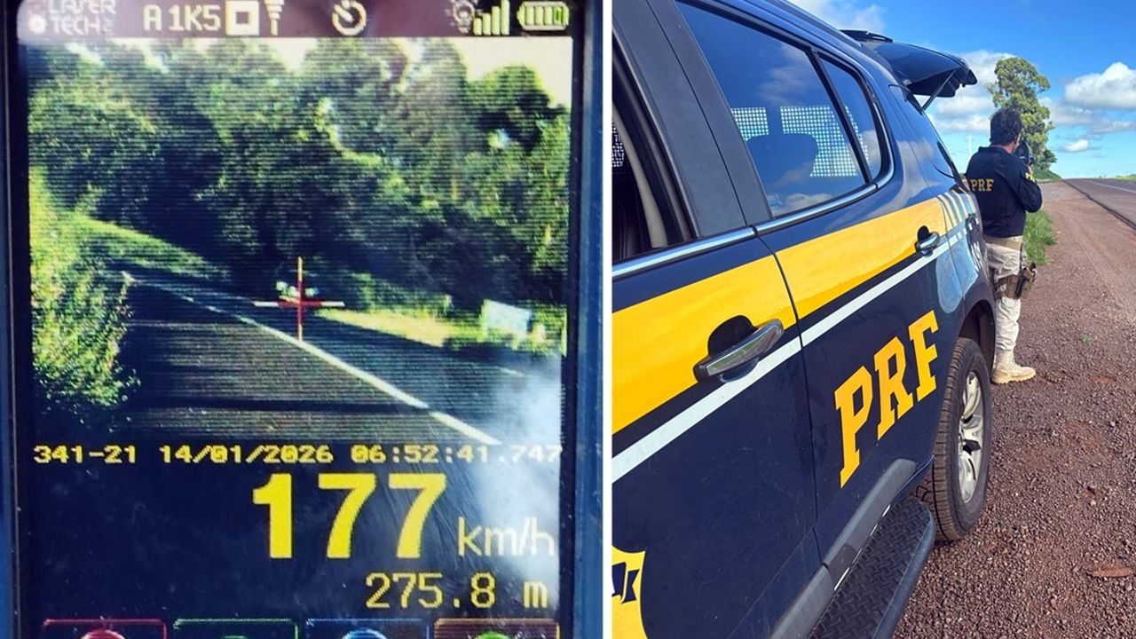 Veículo é flagrado a 177 km/h na BR-163 e PRF intensifica alerta sobre excesso de velocidade