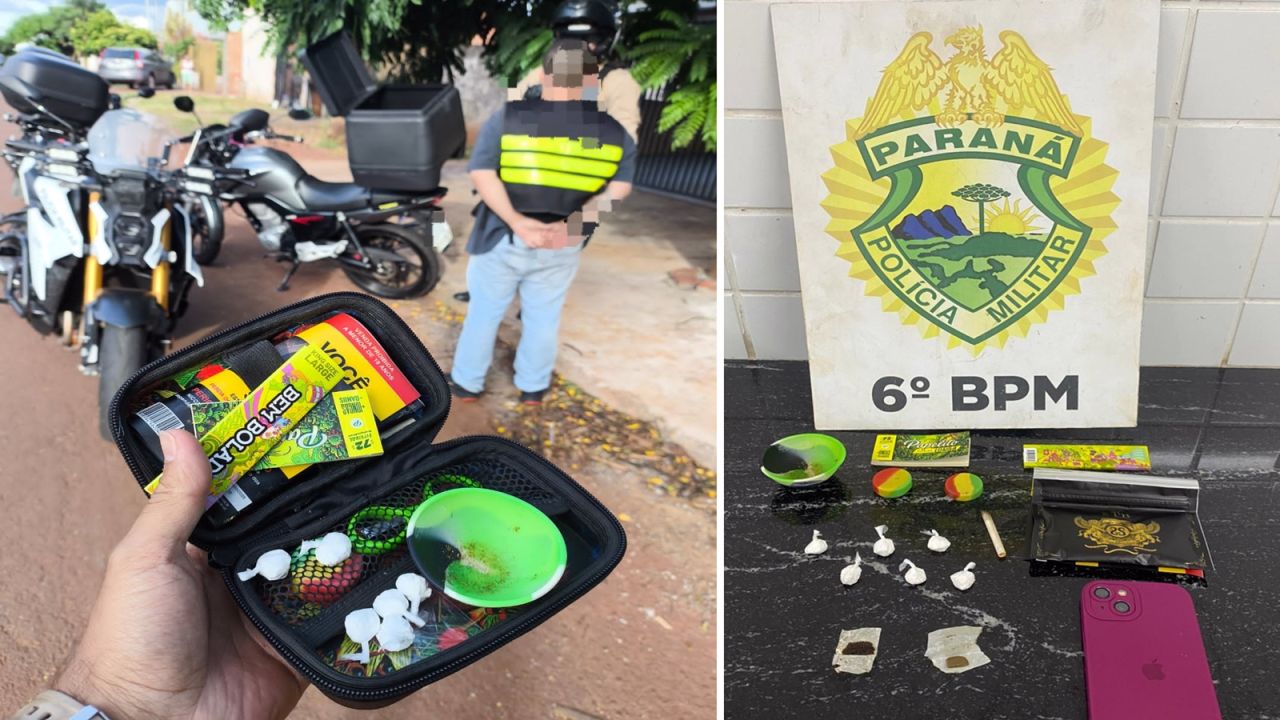 Disk Drogas: Motoboy é preso por tráfico e por dirigir sob efeito de drogas em Cascavel