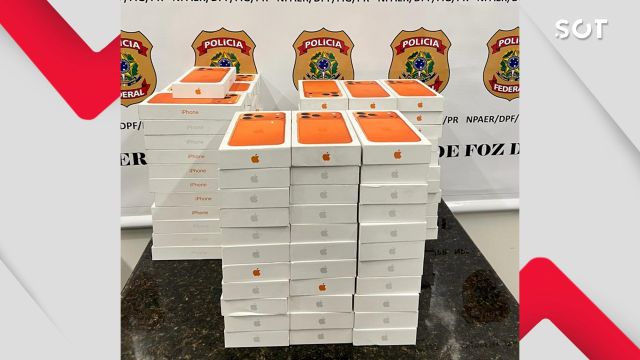 Imagem referente a notícia: PF prende passageiro com carga milionária de celulares no Aeroporto de Foz do Iguaçu