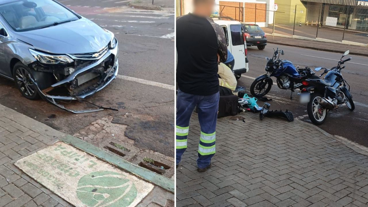 Motociclista fica gravemente ferido após colisão no Centro de Cascavel