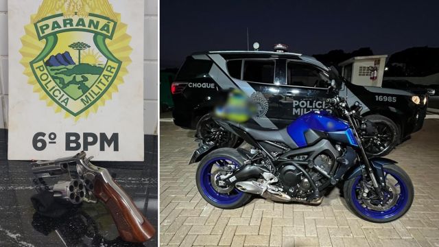 PM prende homem com revólver escondido em motocicleta durante abordagem do CHOQUE em Cascavel