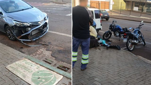 Imagem referente a notícia: Motociclista fica gravemente ferido após colisão no Centro de Cascavel