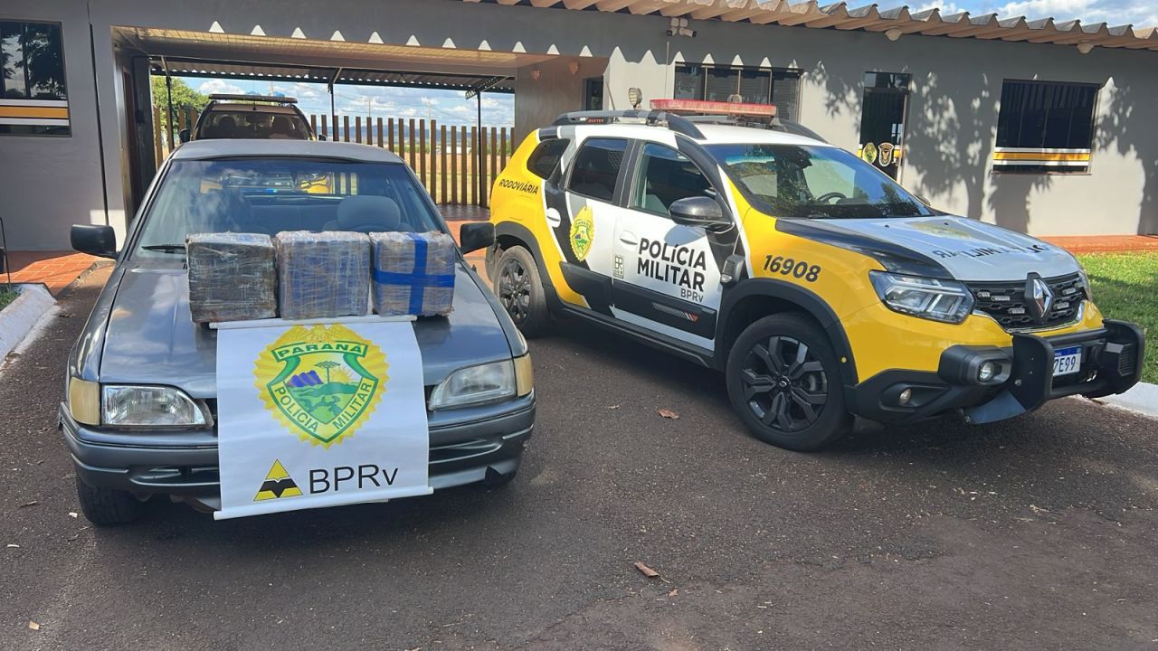 Abordagem na PR-488 termina com apreensão de 30 kg de maconha e prisão de motorista