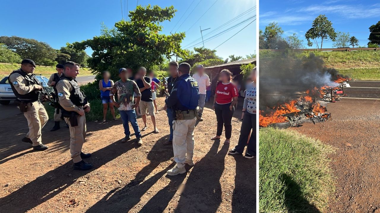 Manifestação interdita parcialmente BR-277 em Medianeira e expõe falhas no transporte escolar no bairro Pedreira