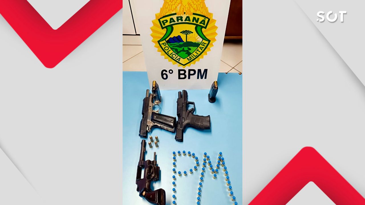 Ação da PM resulta na apreensão de armas, munições e prisão de três pessoas em Três Barras do Paraná