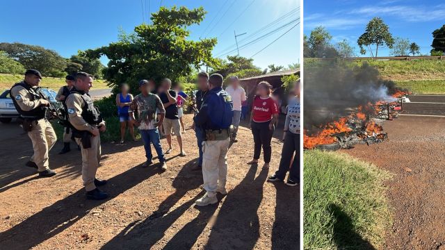 Imagem referente a notícia: Manifestação interdita parcialmente BR-277 em Medianeira e expõe falhas no transporte escolar no bairro Pedreira