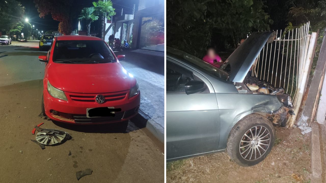 Gol atinge veículo estacionado e portão de residência no Bairro Universitário; PM é acionada