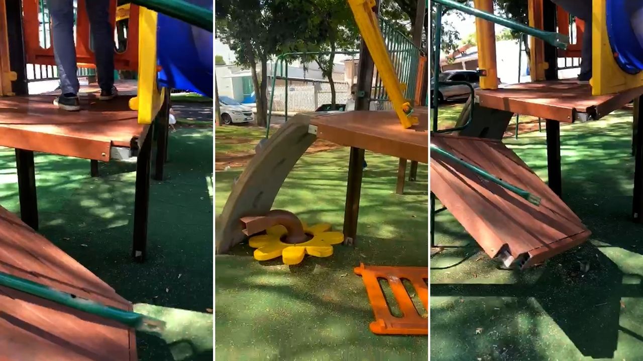 Por alumínio, parquinhos são alvos de vândalos e Prefeitura de Cascavel alerta para denúncias