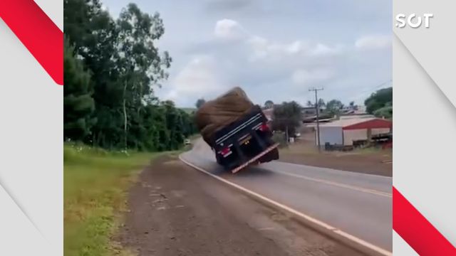 Imagem referente a notícia: Caminhoneiro faz “quebra-asa” na PR-466 e quase provoca grave acidente no Paraná