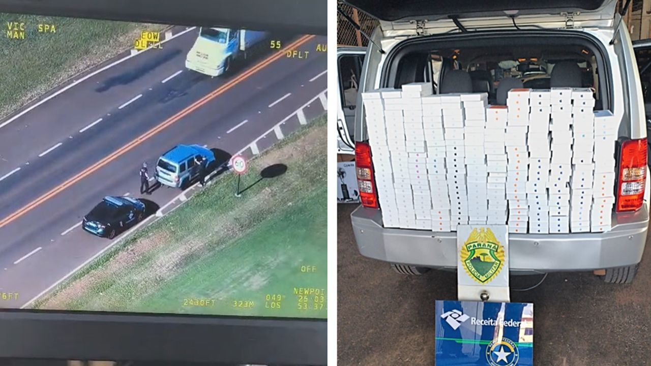 Helicóptero, BR-277 e carga milionária: ação integrada apreende 278 iPhones e termina com prisão no Oeste do Paraná