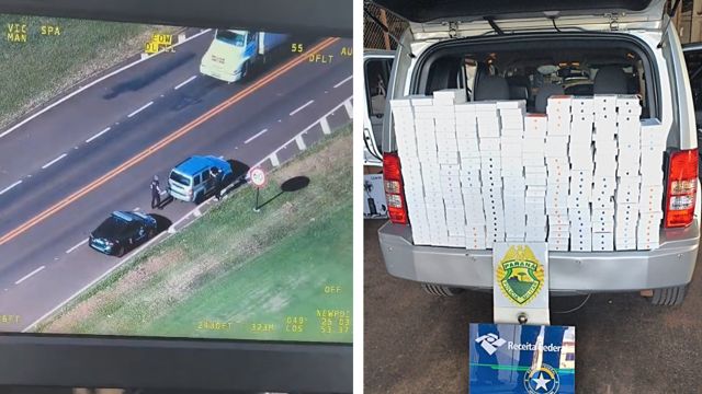 Imagem referente a notícia: Helicóptero, BR-277 e carga milionária: ação integrada apreende 278 iPhones e termina com prisão no Oeste do Paraná
