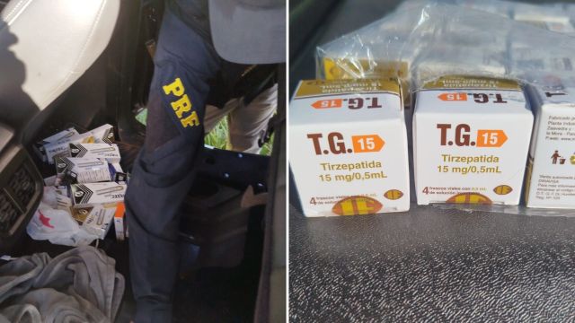 Imagem referente a notícia: PRF encontra quase 300 medicamentos para emagrecimento escondidos em caminhonete na BR-369, em Cascavel