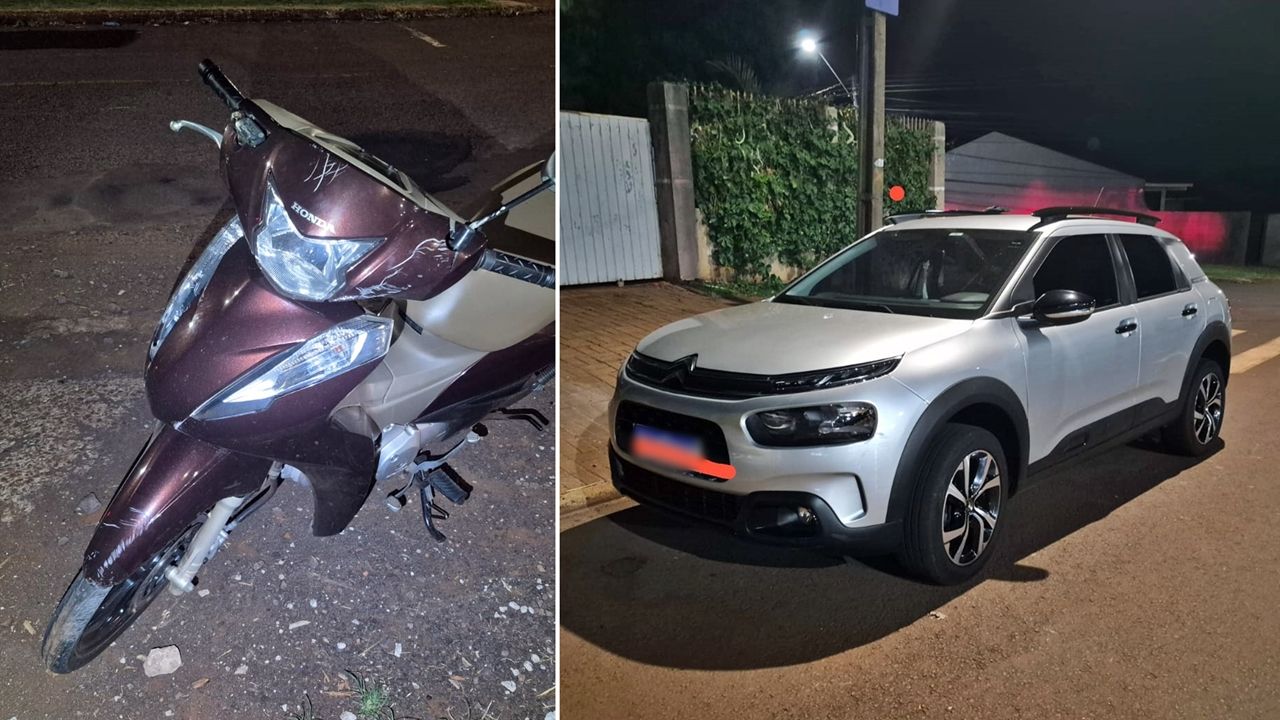 Colisão entre moto e carro deixa motociclista ferido e mobiliza a PM no bairro Santa Cruz