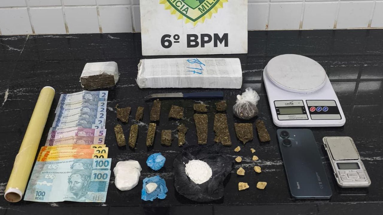 Choque desmonta ponto de drogas e prende suspeito com cocaína, crack e maconha em Cascavel