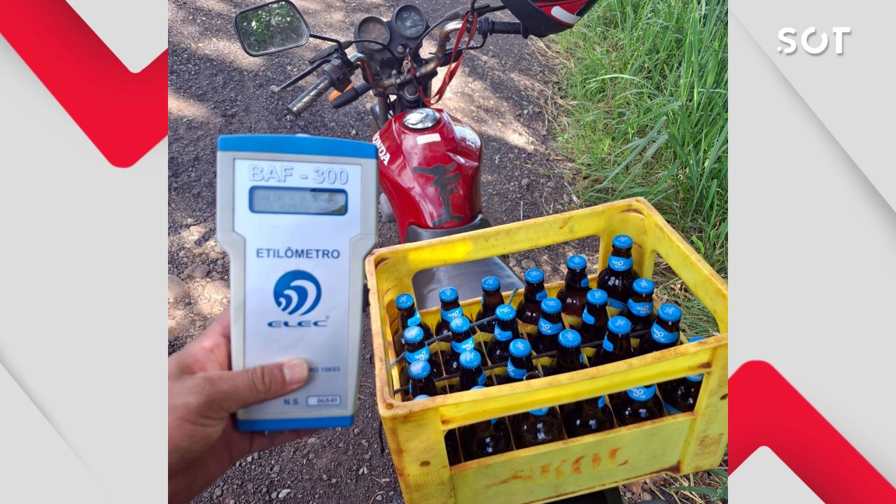 ‘Motocerva’: Motociclista é preso após ser flagrado sem CNH, com débito, cheiro de cachaça e bafômetro gritando 0,90 mg/l na PR-468