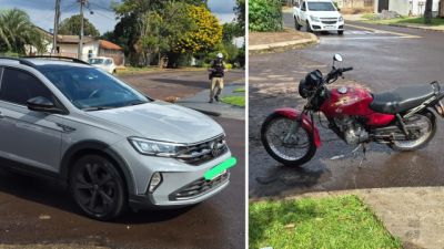 Imagem referente a notícia: Motociclista fica ferido após batida em cruzamento do Bairro Universitário e veículo é recolhido ao pátio