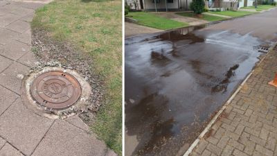 Imagem referente a notícia: Vazamento de esgoto revolta moradores e expõe risco à saúde no Bairro Country, em Cascavel