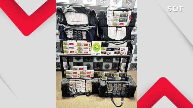 Ônibus interestadual é parado em Corbélia e carga ilegal de cigarros estrangeiros é descoberta