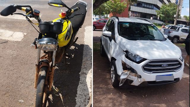 Colisão no Centro de Cascavel deixa motociclista ferida e revela condução sem CNH