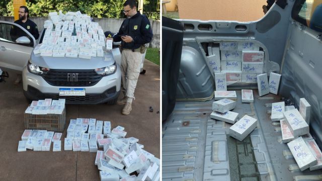 Imagem referente a notícia: PRF apreende 350 iPhones avaliados em cerca de R$ 3 milhões escondidos em Fiat Strada na BR-369