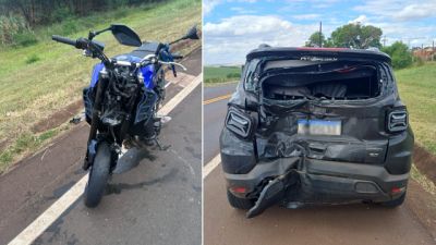 Imagem referente a notícia: Motociclista fica gravemente ferido após bater em traseira de Jeep na BR-369 em Andirá