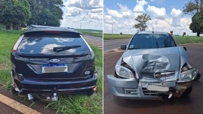Imagem referente a notícia: Três pessoas ficam feridas em forte colisão na PR-182 em Toledo