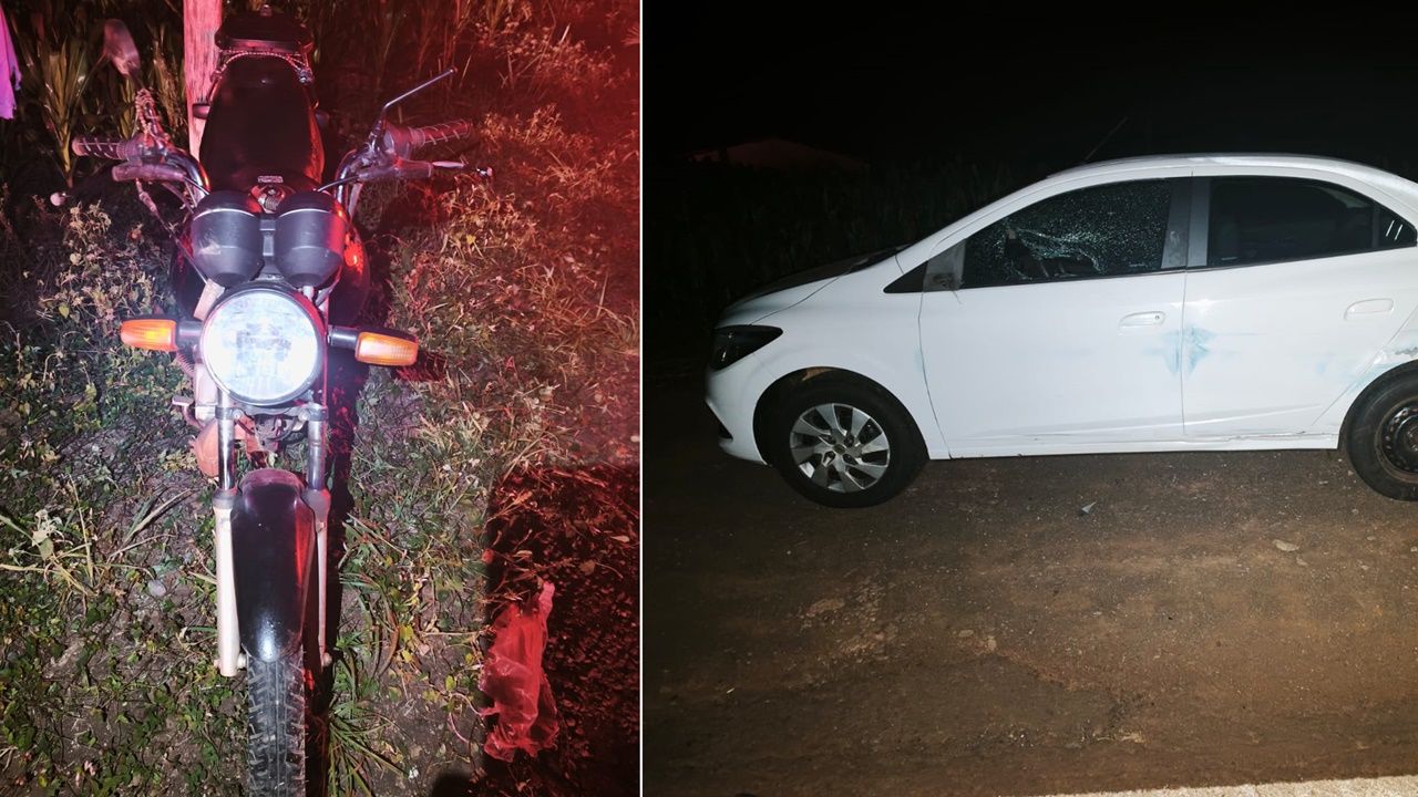 Motociclista de 58 anos fica ferido após colisão lateral com carro na PR-239 em Nova Cantu