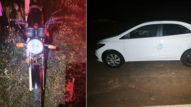 Motociclista de 58 anos fica ferido após colisão lateral com carro na PR-239 em Nova Cantu