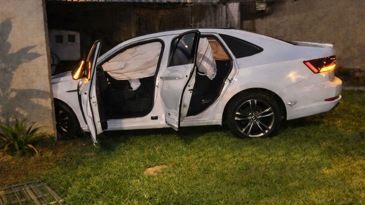 Homem destrói portão de motel com Jetta, furta carro, foge em alta velocidade e acaba preso dentro do pátio da PM em Cascavel